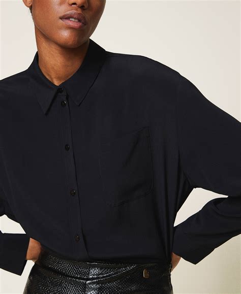 Camicia In Seta Nero .